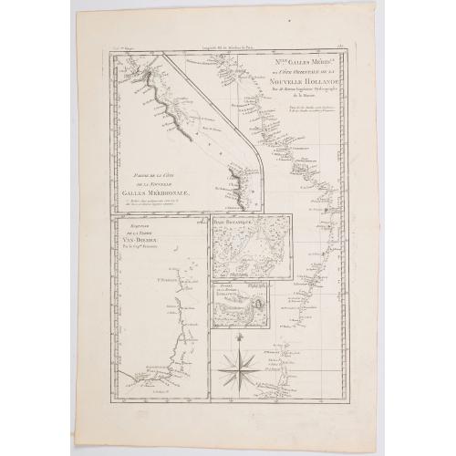 Old map image download for Nouvelle Galles Meridionale ou Cote Orientale de la Nouvelle Hollannde /  Baie Botanique / Esquisse de la Terre Van-Diemen…