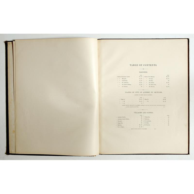 Atlas of the city and county of Quebec from actual surveys, based upon the cadastral plans deposited in the office of the Department of Crown Lands.