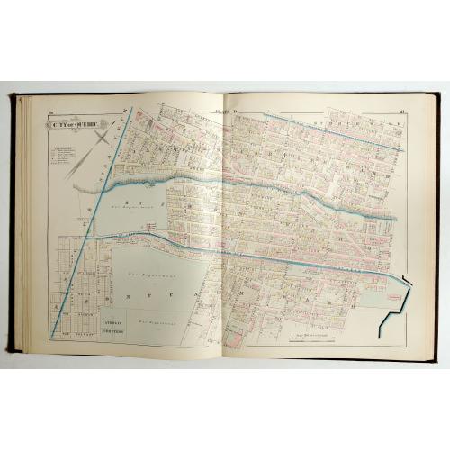 Old map image download for Atlas of the city and county of Quebec from actual surveys, based upon the cadastral plans deposited in the office of the Department of Crown Lands.