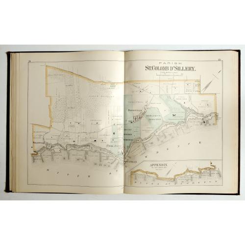 Old map image download for Atlas of the city and county of Quebec from actual surveys, based upon the cadastral plans deposited in the office of the Department of Crown Lands.