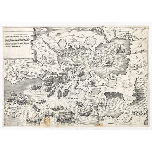 Old map image download for La dimostratione del luogo dove al presente sitrova l'armat di  Barbarossa, et de Christiani detto il golfo dell 'Artha anti ch amente il sino ambracio…