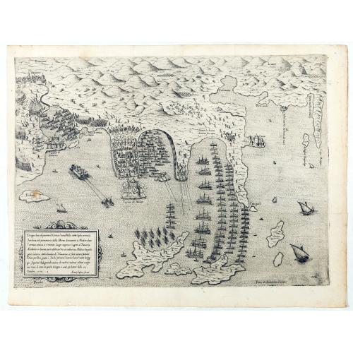 Old map image download for Disegno dove al presente si ritrova l'armata della santa legha contro la turchesca, nel promontorio della Morea dirincontro a Modon, dove l'armata nemica si è retirata… VI.Ottobre.1572.