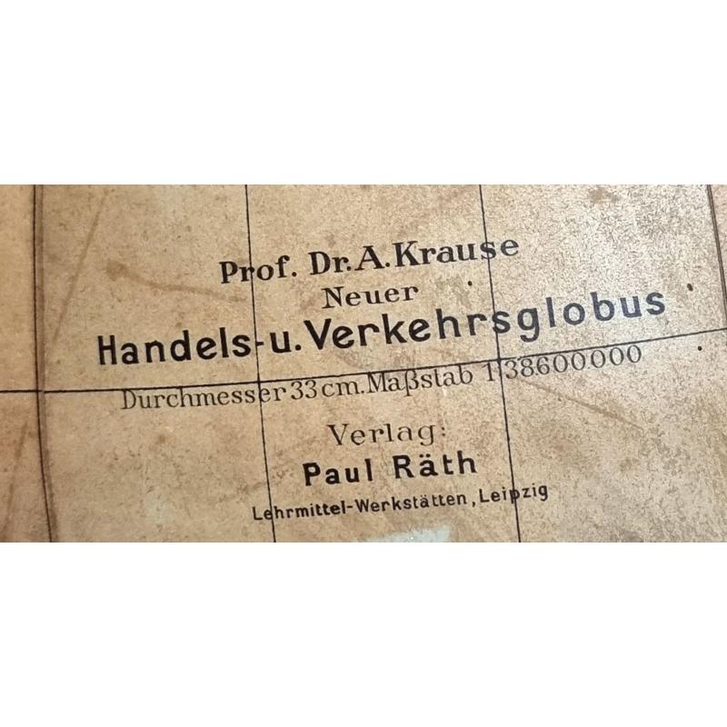 Prof. Dr. A. Krause, Neuer Handels- u. Verkehrsglobus, Verlag Paul Räth.