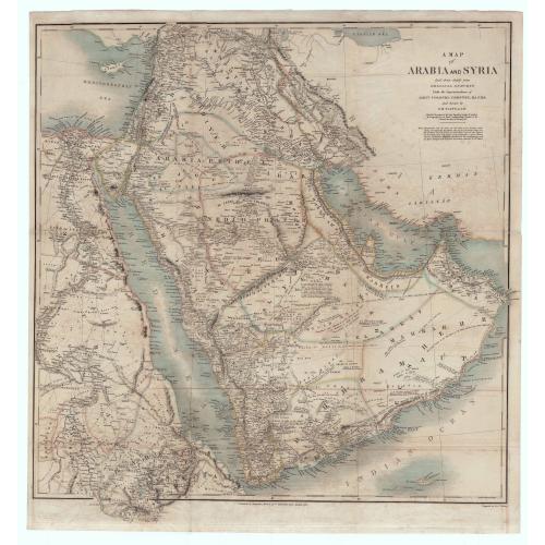 Old map image download for A Map of Arabia and Syria Laid Down Chiefly From Original Surveys Under the Superintendence of Lieut. Colonel Chesney, R.A.F.R.S. and drawn by W. H. Plate. L.L. D