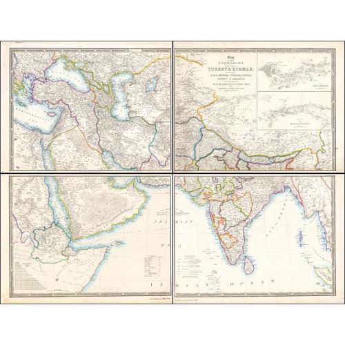 Old map image download for Map of the Countries lying between Turkey & Birmah, Comprising Asia Minor, Persia, India, Egypt & Arabia, and including the Black, Caspian & Red Seas 1841