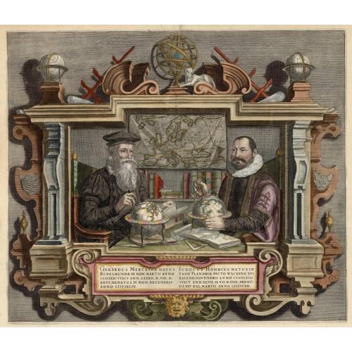 Old map image download for Portrait of Gerard Mercator and Jodocus Hondius.