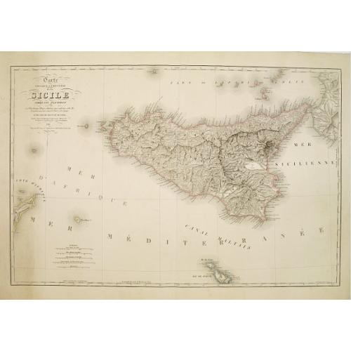 Old map image download for Carte Physique et Routiere de la Sicile..