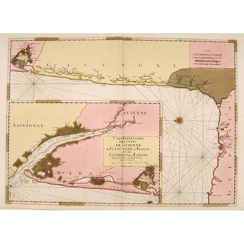 Old map image download for Carte Particulière des Costes de Guienne..