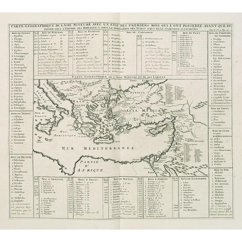 Carte geographique de l'Asie mineure avec un etat des premiers rois. . .