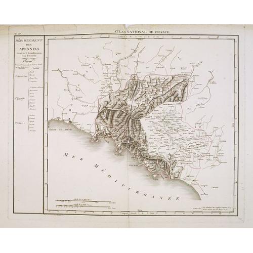 Old map image download for Département des Apennins Divisé en 3 Arrondissemens et en 18 cantons.