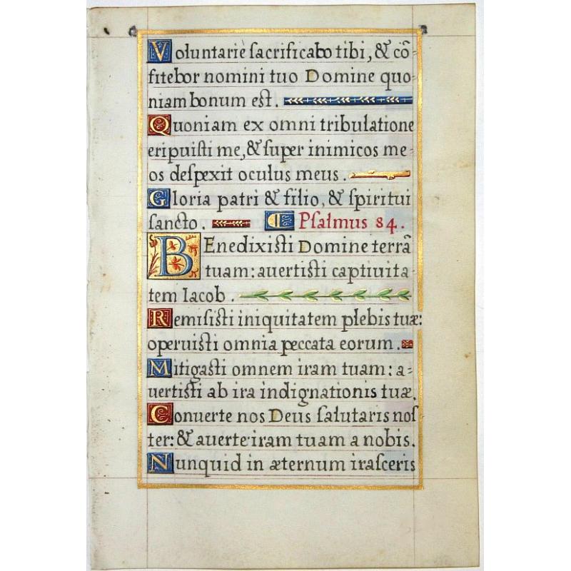 Leaf on vellum from a French manuscript Book of Hours.