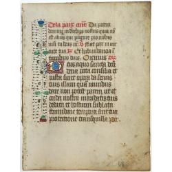 Leaf on vellum from a manuscript Book of Hours.