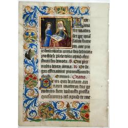 Leaf on vellum from a French manuscript Book of Hours.