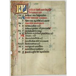 Leaf on vellum from a Dutch manuscript Book of Hours.