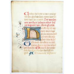 Leaf on vellum from a Dutch manuscript Book of Hours.