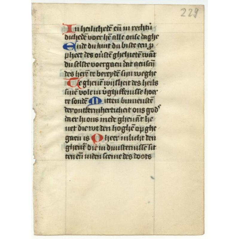 Leaf on vellum from a Dutch manuscript Book of Hours.