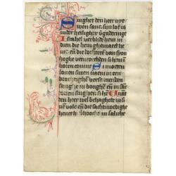 Leaf on vellum from a Dutch manuscript Book of Hours.