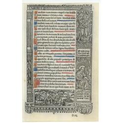 Leaf on vellum from a printed Book of Hours.