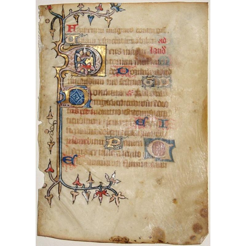 Leaf on vellum from a manuscript Book of Hours.