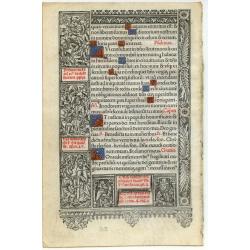 Leaf on vellum from a printed Book of Hours.