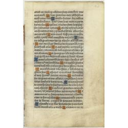 Leaf from a printed Book of Hours on vellum.