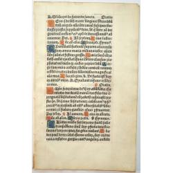 Leaf from a printed Book of Hours on vellum.