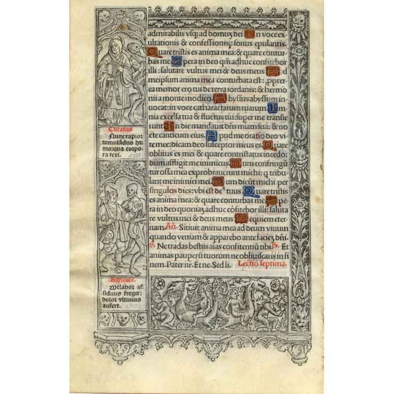 Leaf on vellum from a printed Book of Hours.