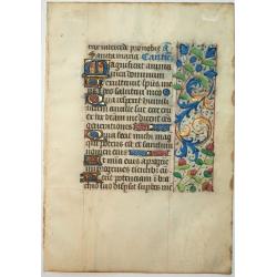 Leaf on vellum from a manuscript Book of Hours.