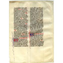 Leaf on vellum from a manuscript Breviary.