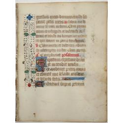 Leaf on vellum from a manuscript Book of Hours.