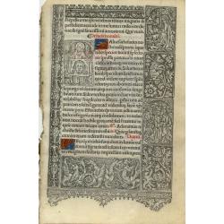 Leaf on vellum from a printed Book of Hours.