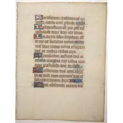 Leaf on vellum from a manuscript Book of Hours.