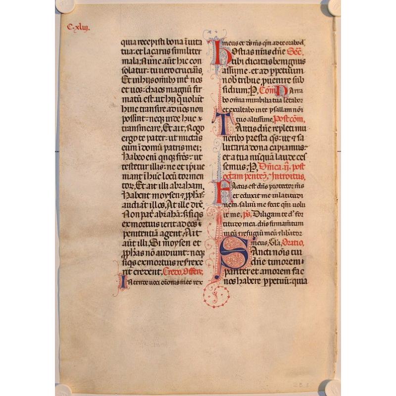 Leaf from a manuscript antiphonal on vellum.