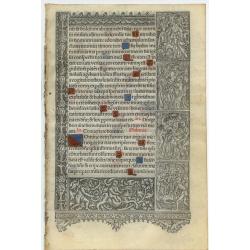 Leaf on vellum from a printed Book of Hours.