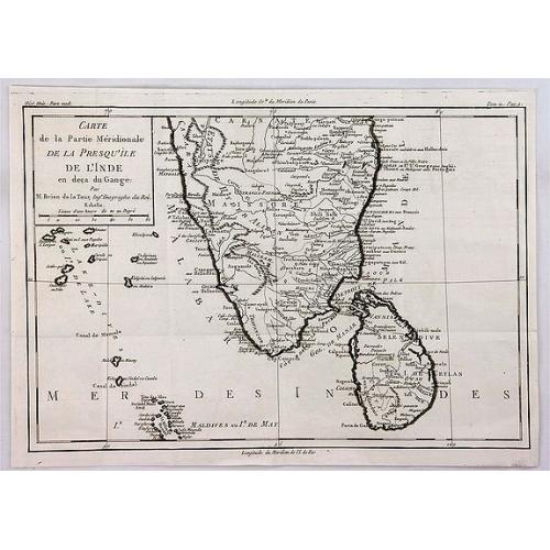 Old map image download for Carte de la Partie Meridionale de la Presqu'ile de l'inde en deca du Gange.