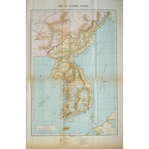 Old map image download for Map of Chosen - Korea.