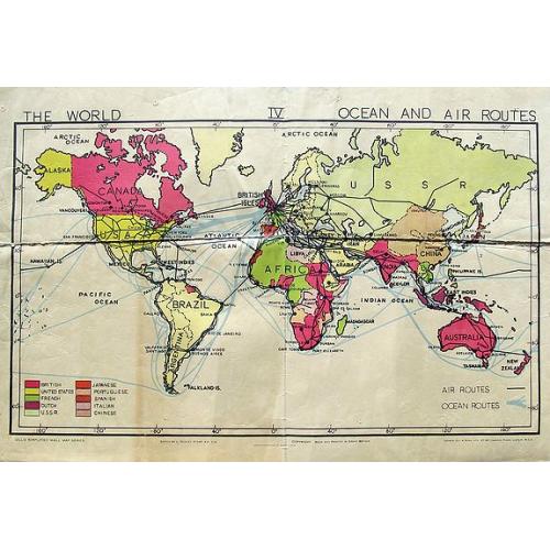 Old map image download for The World Ocean and Air Routes.