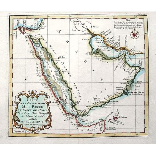 Old map image download for Carte de la coste d'Arabie Mer Rouge et Golfe de Perse. . .