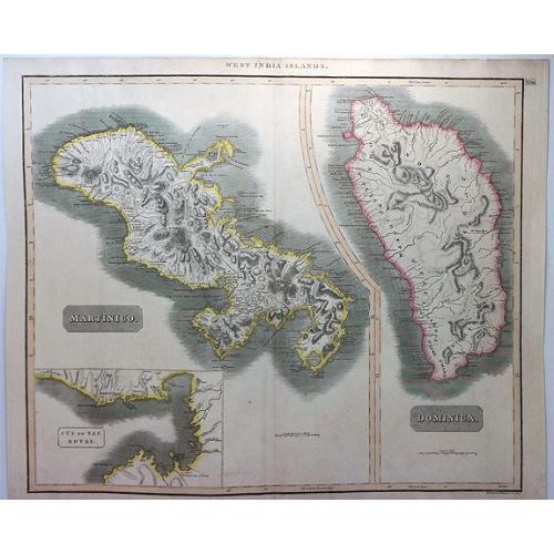 Old map image download for West India Islands - Martinico & Dominica.