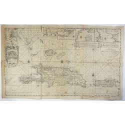 Nieuwe en Naaukeurige Paskaart van Het Eyland Hispaniola of St. Domingo met alle dresslss Havenen, Dieptens en Ankergronden, als meede de door passeeringe tusche de Caiques en andere Eylanden. naer de Opservatien van Monsr. Frezier. . .&#8203;