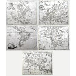 Set of four continents (Maps of North America; South America; Asia; Europe; Africa;)