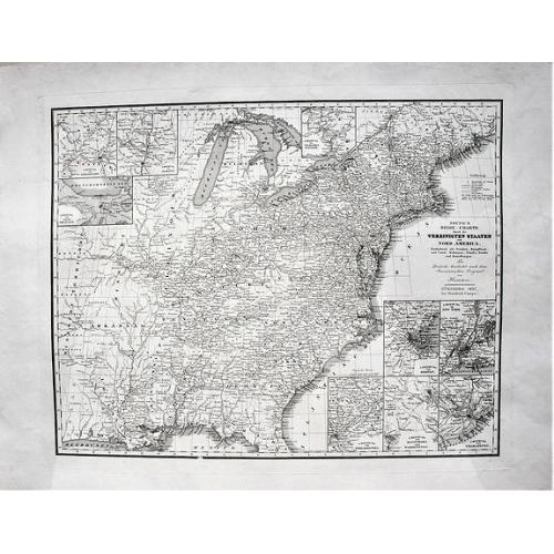 Old map image download for Young's Reise=Charte durch die Vereinigten Staaten von Nord America. Enthaltend alle Strassen, Dampfboot und Canal = Stationen, Staedte, Dorfer und Ansiedlungen. . .