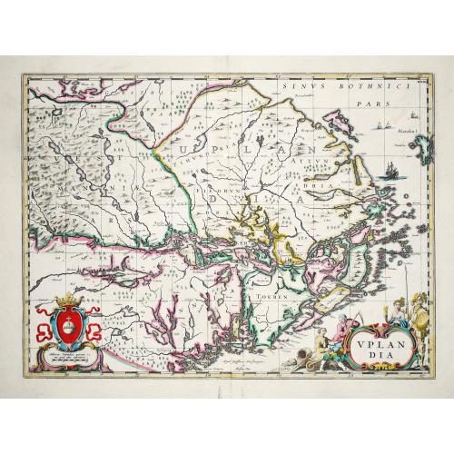 Old map image download for [Lot of 3 maps] Uplandia, plus a map of the island of Ruegen by W, Blaeu and the General map of Scandinavia by Reinier & Joshua Ottens.