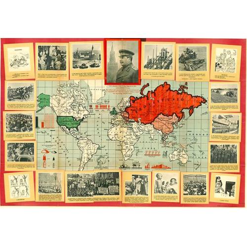 Old map image download for Bold World Map for the 70th anniversary of Joszif Visszarionovics STALIN.