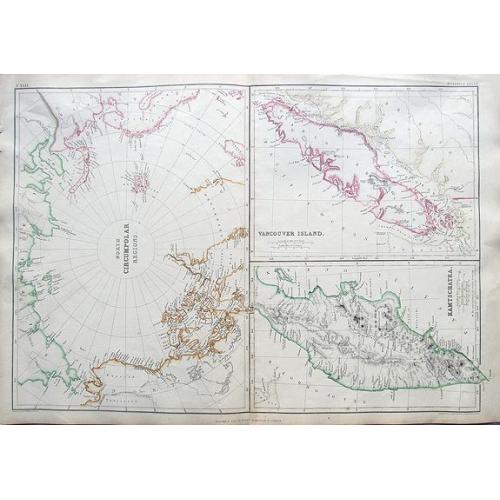 Old map image download for North Circumpolar regions / Vancouver Island / Kamtschatka.