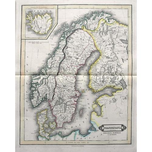 Old map image download for Scandinavia including Sweden, Norway & Denmark.