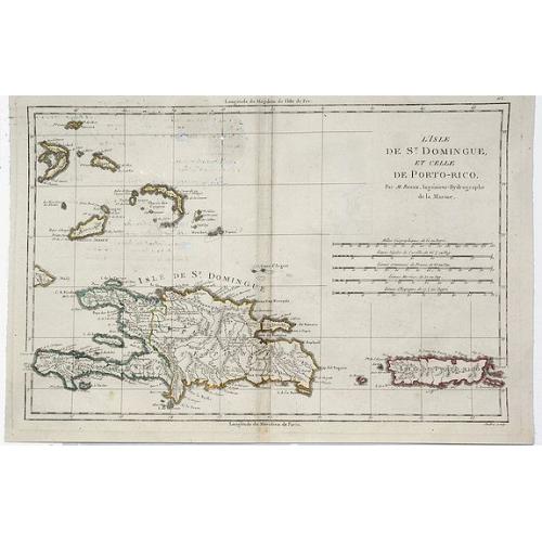 Old map image download for L'Isle de St. Domingue et Celle de Porto-Rico.