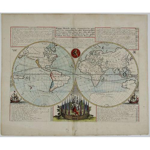 Old map image download for MAPPE-MONDE pour connoitre les progrès & les conquestes les plus Remarquables des Provinces-Unies...