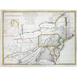 Image download for CARTE GENERALE DES ETATS de Virginie, Maryland, Delaware, Pensilvanie, Nouveau Jersey, New York, Connecticut et Isle de Rhodes. . . 