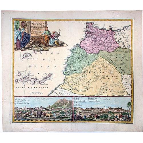 Old map image download for Statuum MAROCCANORUM. Regnorum nempe Fessanim Maroccani, Tafiletani et Segelomessani... [Canary islands]